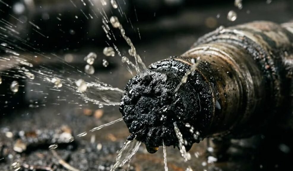 Injecteur de carburant encrassé de carbone noir avec un jet éclaté et irrégulier