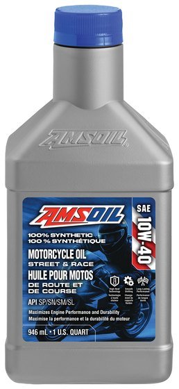 Bouteille AMSOIL 10W-40 100 % synthétique pour moto, 946 ml, code MCFQTC-EA