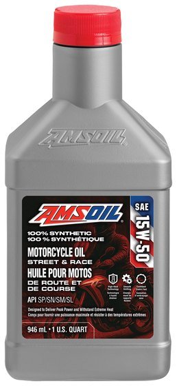 Bouteille AMSOIL 15W-50 100 % synthétique pour moto, 946 ml, code MFFQTC-EA